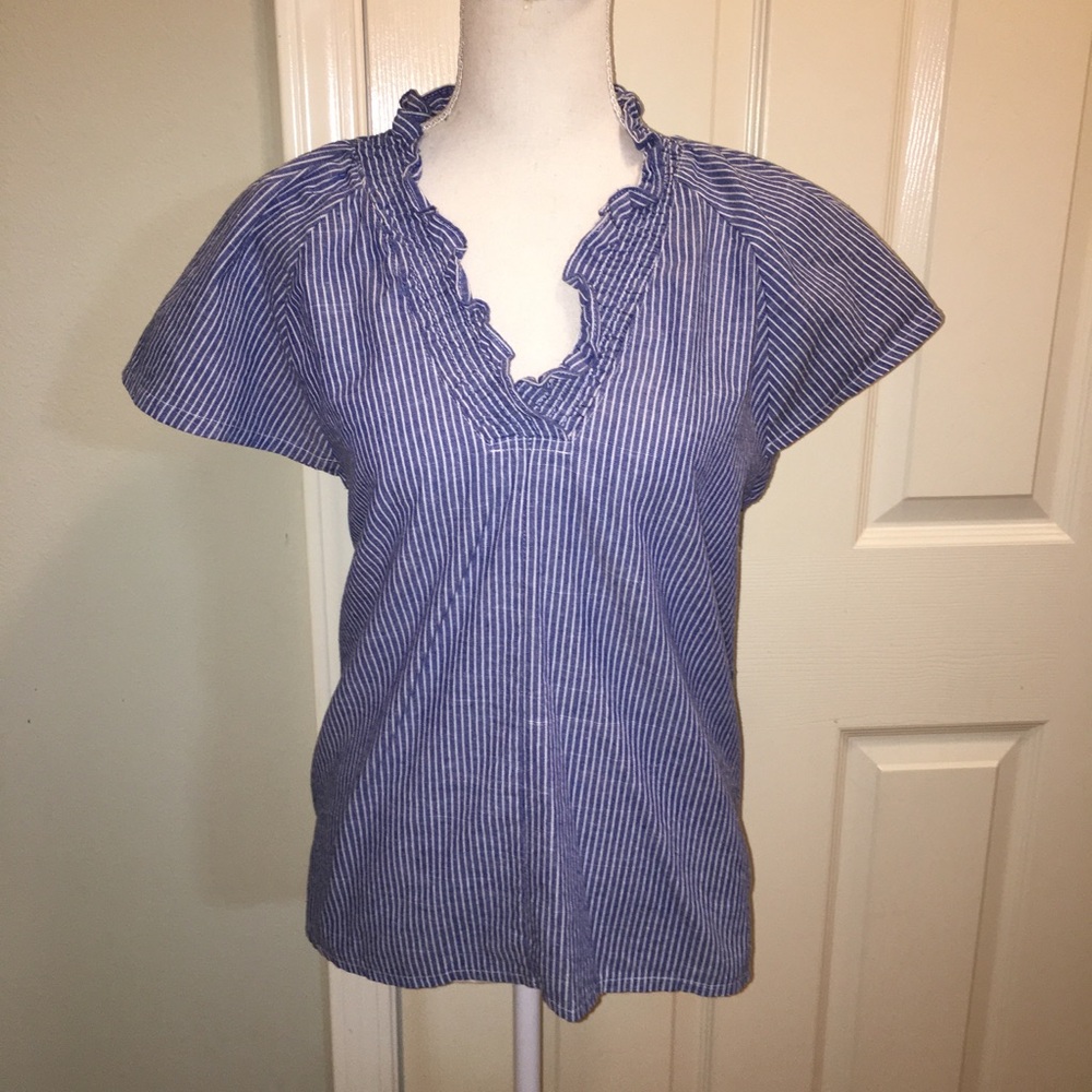 Sage Vell Striped Chambray Top